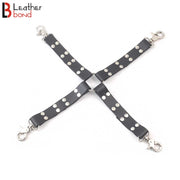 Four way Swivel Snap Clips Bondage Hog Tie Connector and Leather Straps hogtie 17 inches long