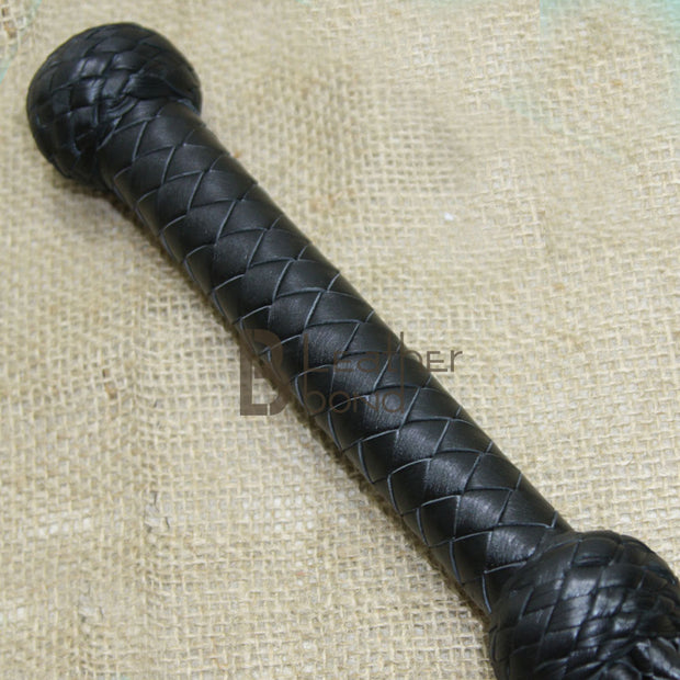Real Genuine Cowhide Leather Flogger 9 Braided Falls Heavy Roses & Steel Studs Cat-o-nine Tails Flog - Leather Bond