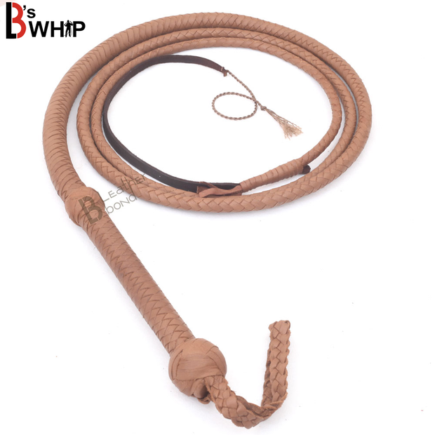 Indiana Jones Style 6 Foot 8 Plait Natural Tan Leather Bullwhip Real Cowhide Leather Bull Whip - Leather Bond