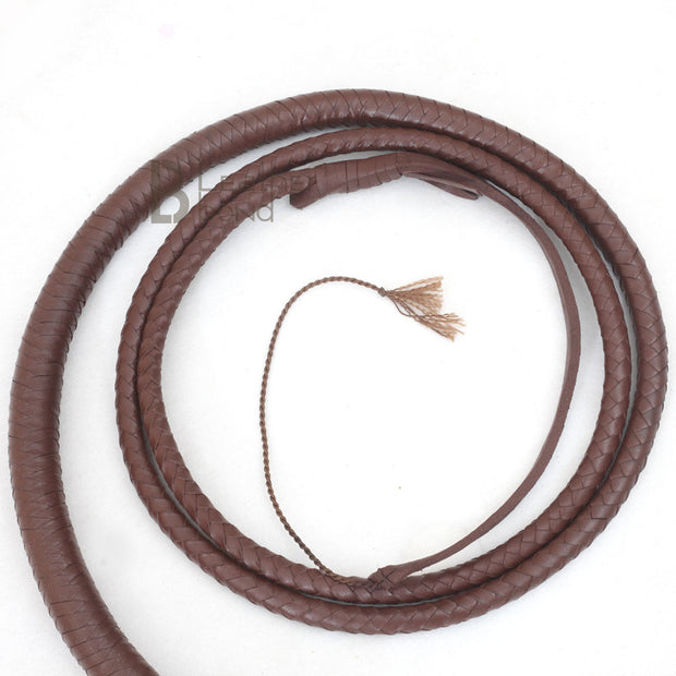 Indiana Jones Style 6 Feet Long 8 Plait Dark Brown Leather Bullwhip Real Cowhide Leather Bull Whip - Leather Bond