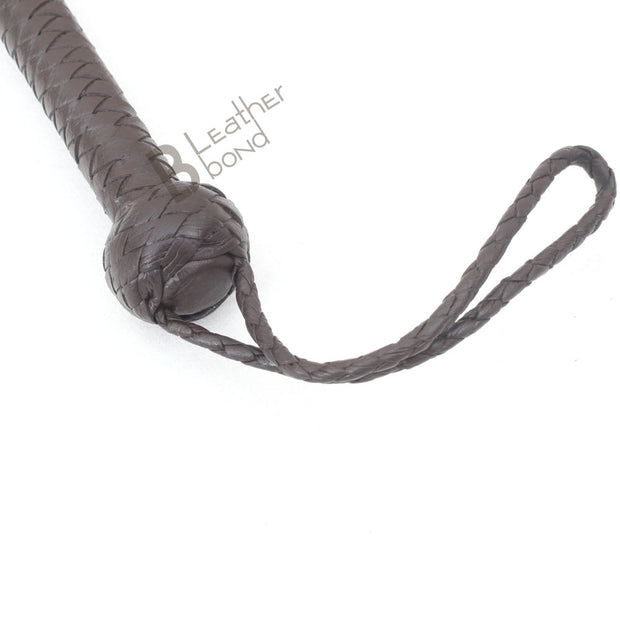 Indiana Jones Style 8 Foot 8 Plait Dark Brown Leather Bullwhip Real Genuine Cowhide Leather Bull Whip - Leather Bond