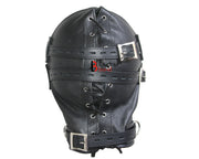 Cowhide Leather Costume Reenactment Gear Padded Mask Hood with Mouth Gag & Blind Fold