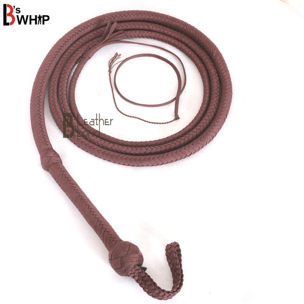 Indiana Jones Style Whip 06, 08, 10, 12, 14 and  16 Feet 12 Strands Bullwhip Para Cord Nylon Bull Whip Brown - Leather Bond