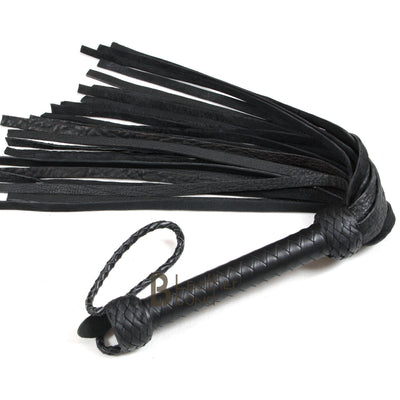 Real Genuine Cow Hide Leather Flogger 25 Falls Black Heavy Duty Thuddy whip - Leather Bond
