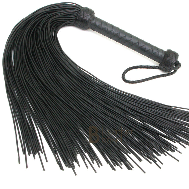 Real Genuine Cow Hide Leather Lace Flogger 100 Falls Black Heavy & Stingy Whip - Leather Bond