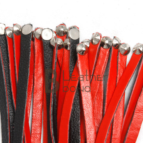 Real Genuine Cow Hide Leather Flogger 30 Heavy Duty Falls with Steel Studs Whip - Leather Bond