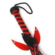 Real Leather Flogger Bull Hide Leather Flogger whip 09 Braided Falls Cat-o-nine Tails Steel Studs Red Black - Leather Bond