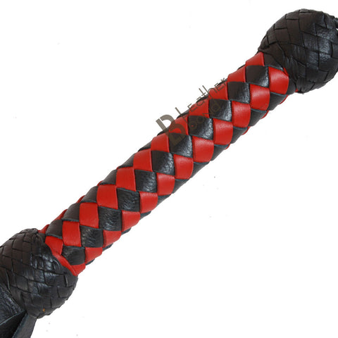 Real Genuine Cow Hide Leather Flogger 25 Falls Red Black Heavy Duty Thick Tails - Leather Bond