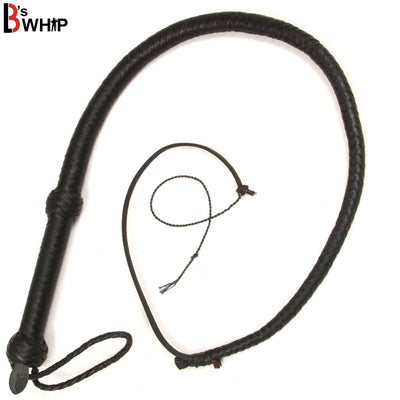 Indiana Jones Style 3 Foot 8 Plait Leather Bullwhip Real Cowhide Leather Bull Whip Black