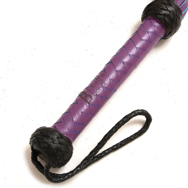 Real Genuine Cow Hide Leather Flogger / Whip 25 Falls Purple & Black Heavy Duty Flogger - Leather Bond