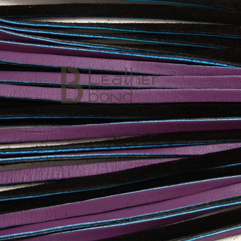 Real Genuine Cow Hide Leather Flogger / Whip 25 Falls Purple & Black Heavy Duty Flogger - Leather Bond