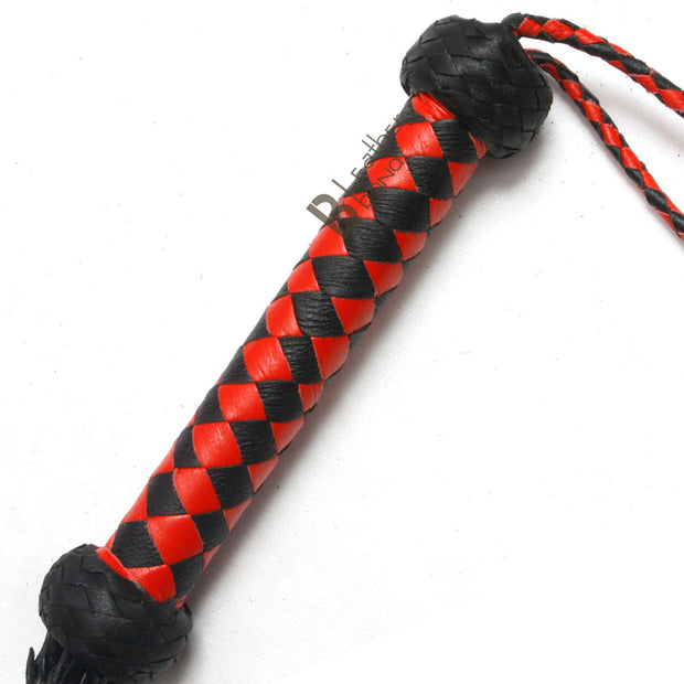 Real Genuine Cow Hide Leather Flogger 9 Braided Falls Heavy Roses & Thorny Cat-o-nine Tails Flog - Leather Bond
