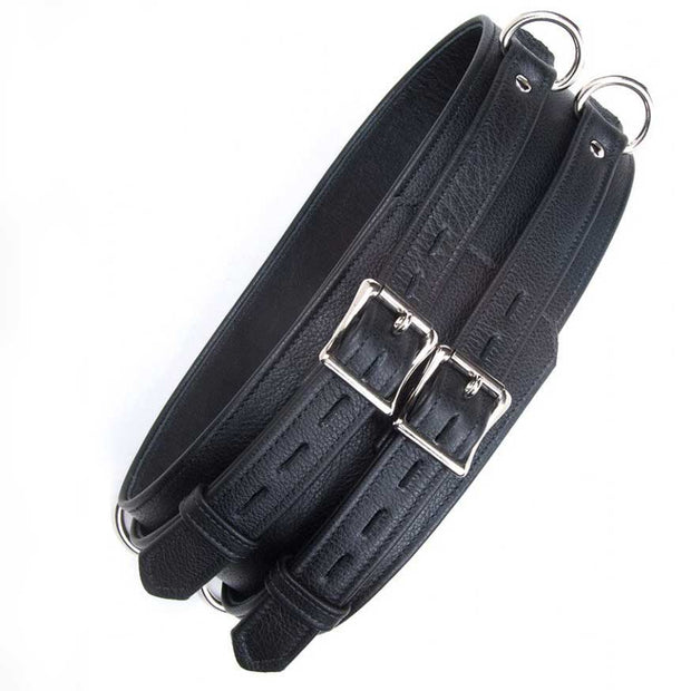 Premium Cowhide Leather Waist Belt Corset Style Fantasy Belt D rings for Waist Cuffs Bondage Belt - Leather Bond