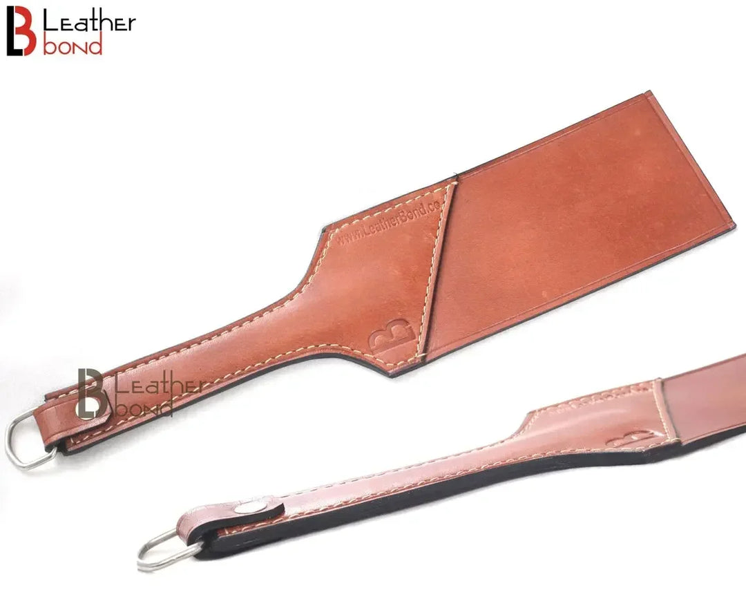 Real Cowhide Saddle Leather Paddle Slapper - Flexible And Wider Design